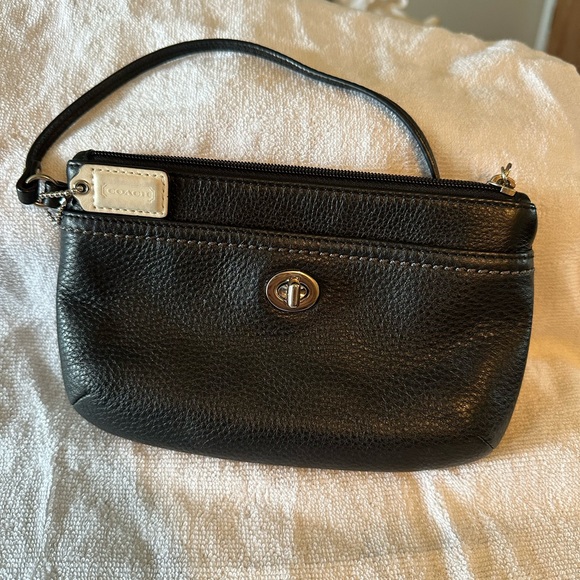 Coach Black Leather Wristlet - Picture 1 of 8